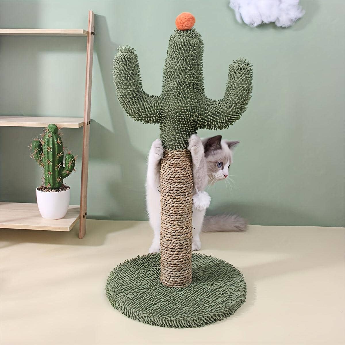 Cactus Cat Scratching Post Climbing Frame with Hanging Ball Toy for Cats and Kittens - view 4