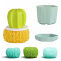 Cactus Dish Scrubber Brush with Handle and Nanofibre Cleaning Balls - view 2