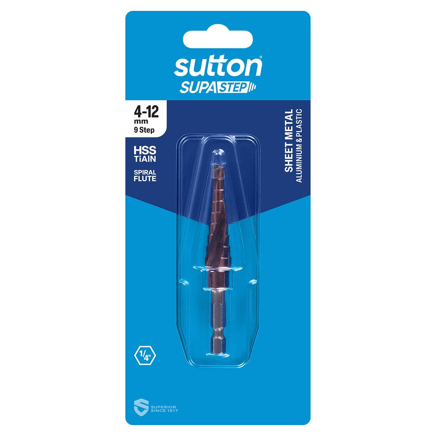 Sutton 4 12mm 9 Step HSS Spiral Flute Supa Step Drill - Durable & Precise - SuperSaverAU - view 1