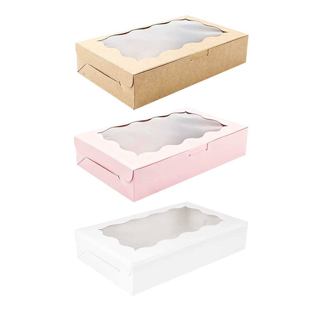 Cake Boxes with Clear Window, Food-Grade Paper, Pack of 50 - White - view 3
