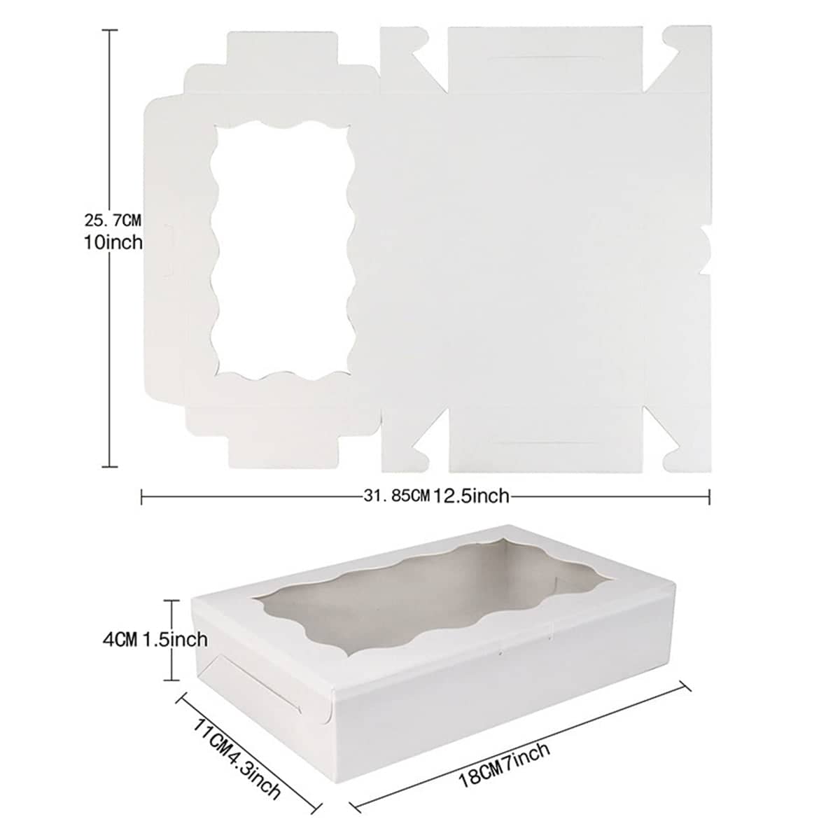 Cake Boxes with Clear Window, Food-Grade Paper, Pack of 50 - White - view 4