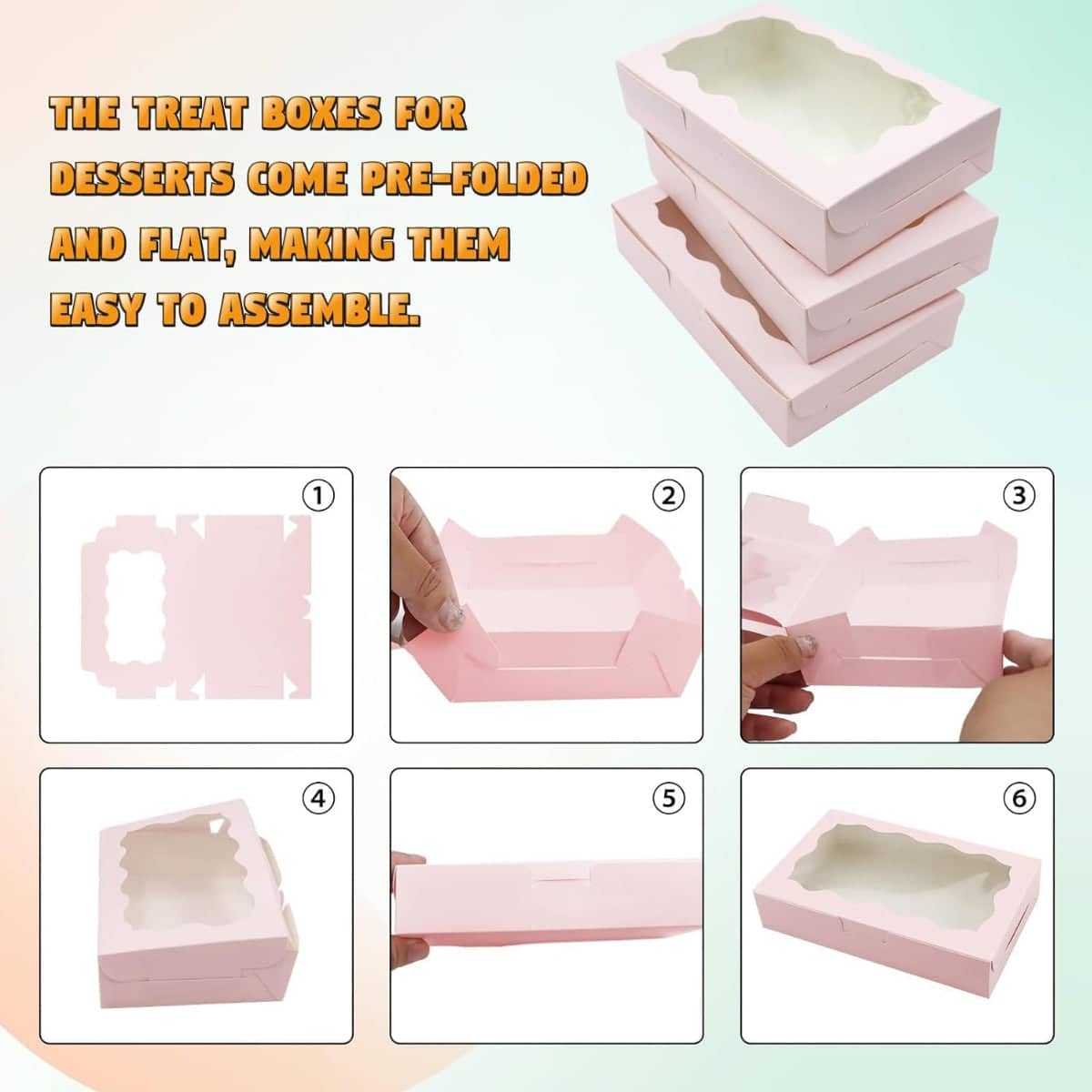 Cake Boxes with Clear Window, Food-Grade Paper, Pack of 50 - White - view 5