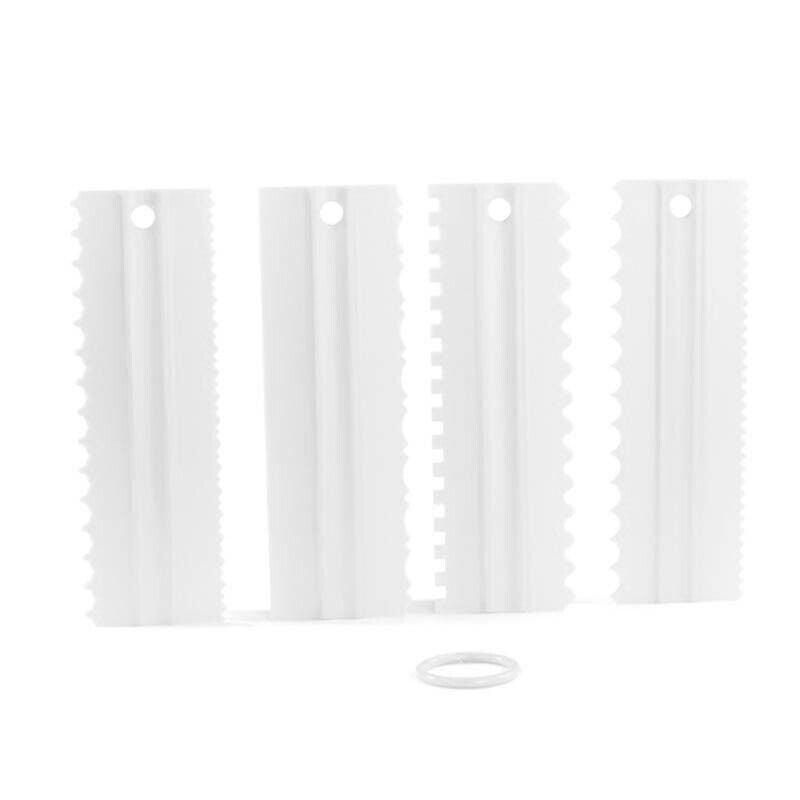 Cake Decorating Scraper Set with Icing Smoother and Frosting Comb, Set of 4 - White