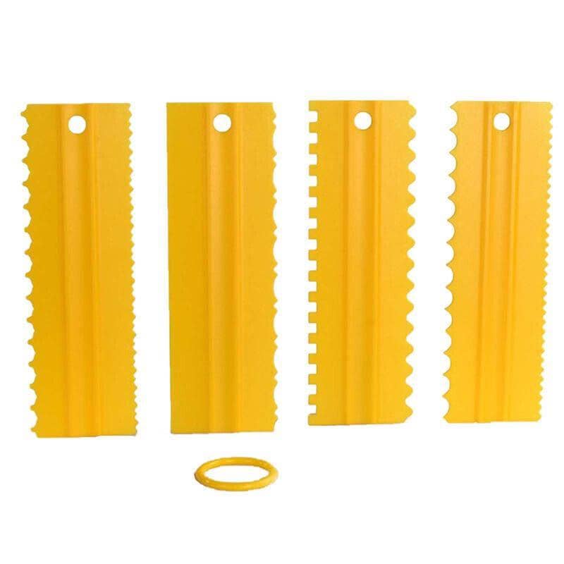 Cake Decorating Scraper Set with Icing Smoother and Frosting Comb, Set of 4 - Yellow