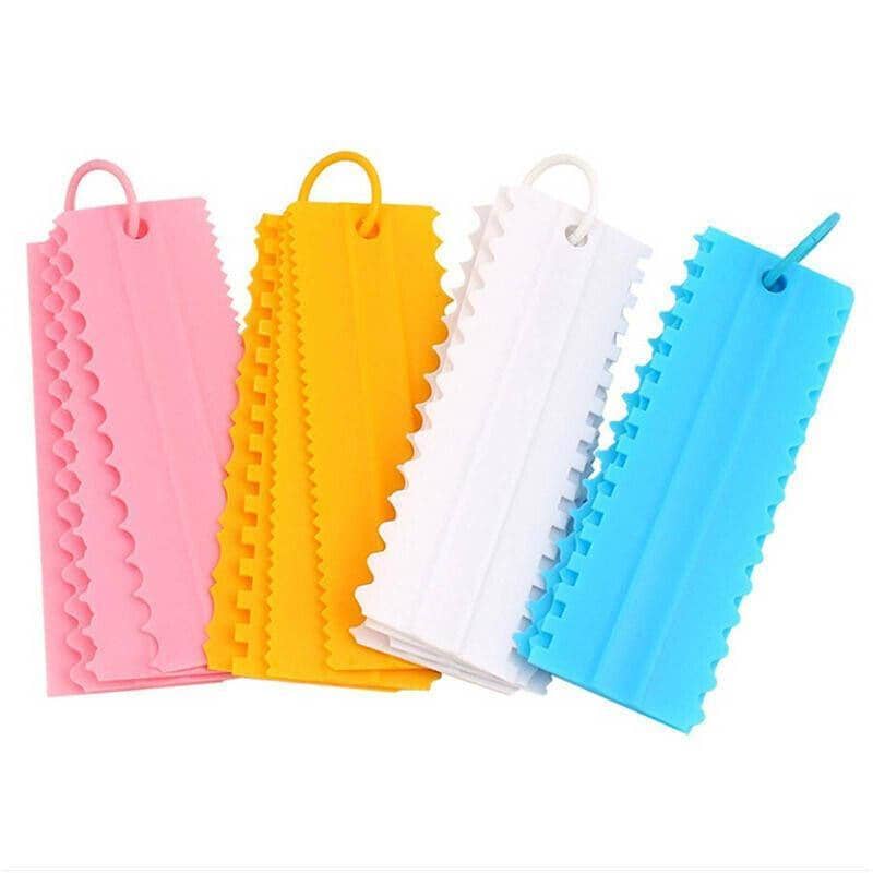 Cake Decorating Scraper Set with Icing Smoother and Frosting Comb, Set of 4 - Yellow - view 3