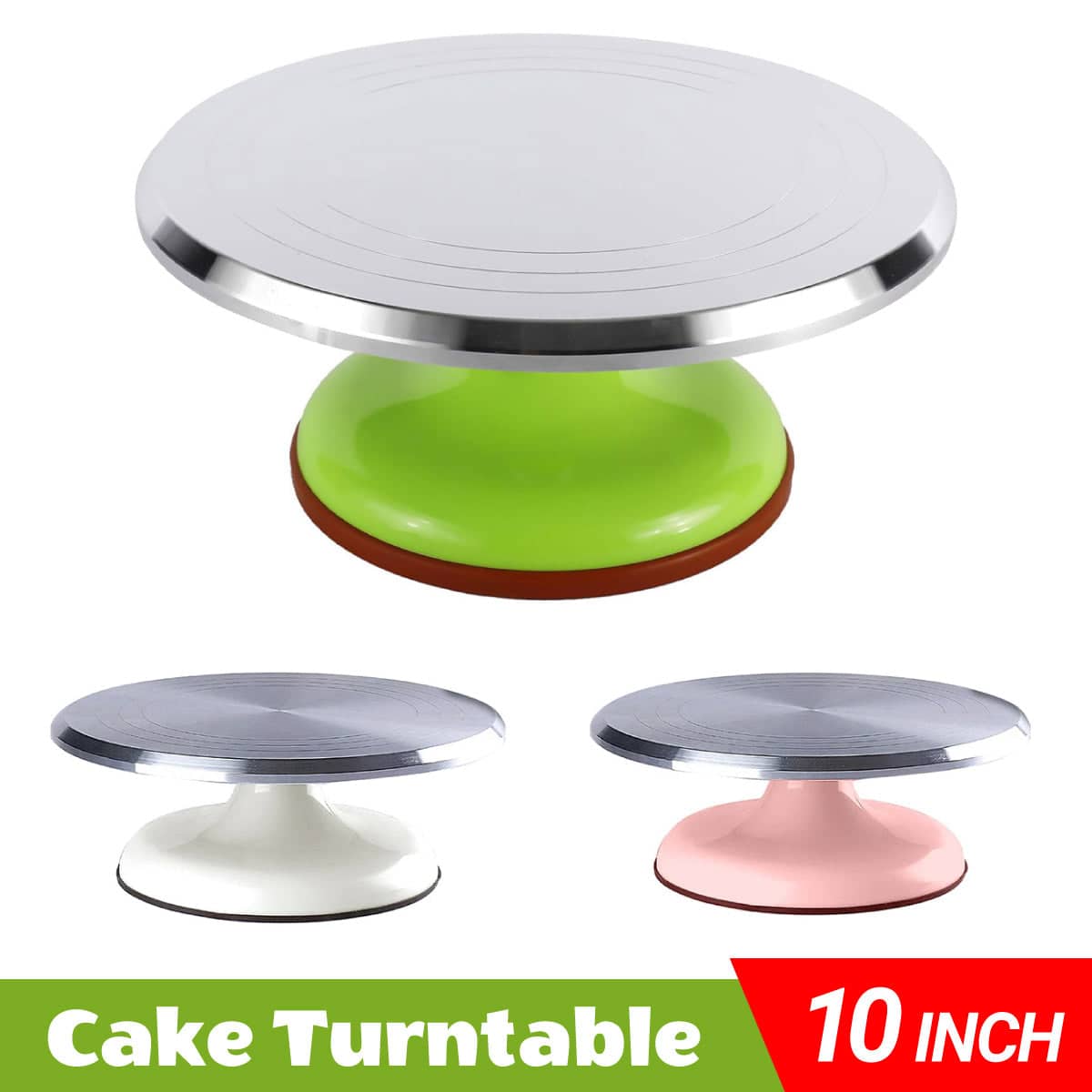 Cake Decorating Turntable with Aluminium-Alloy Top - Green - view 2