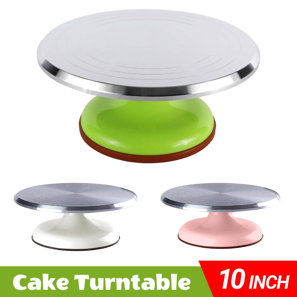 Cake Decorating Turntable with Aluminium-Alloy Top - White - view 2