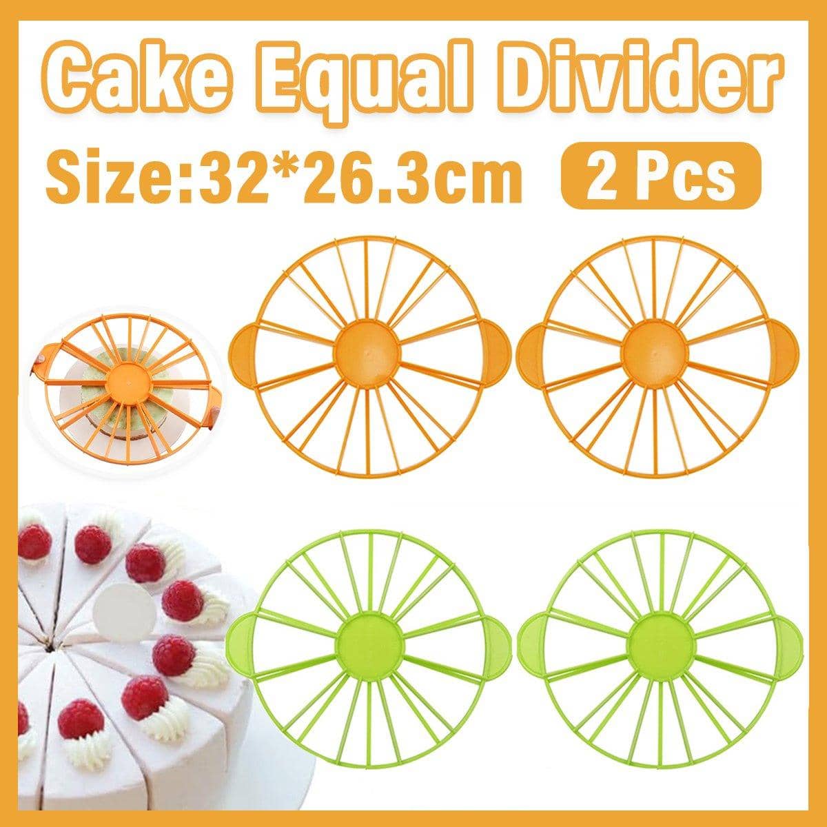 Cake Slicer Leveller and Split Cutter Set of 2, Plastic DIY Cake Divider - Green - view 2