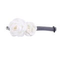 Camellia Flower Pet Collar with Bell, Adjustable - White