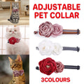Camellia Flower Pet Collar with Bell, Adjustable - White - view 2