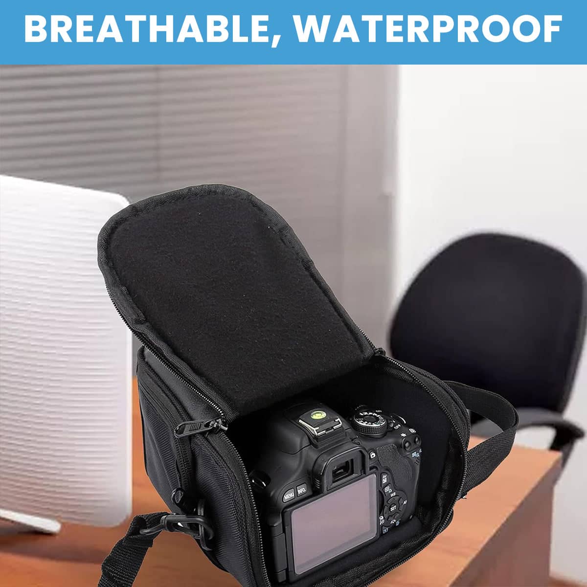Camera Bag for DSLR and Mirrorless Cameras, Triangle Shoulder Style in Black Nylon - view 5