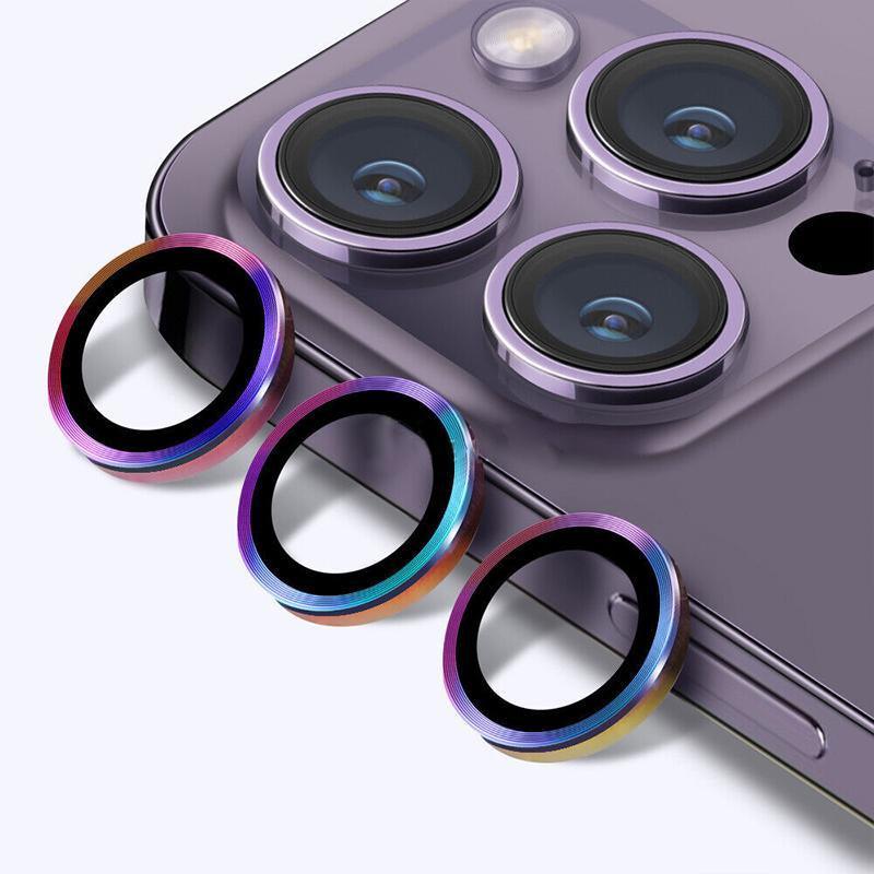 Camera Lens Protector for iPhone 14/14 Plus Metal Ring - Rainbow