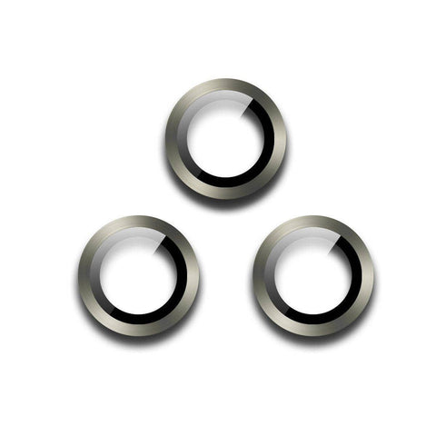 Camera Lens Protector Metal Ring Tempered Glass for iPhone 15 Pro and 15 Pro Max - Grey, Pack of 3