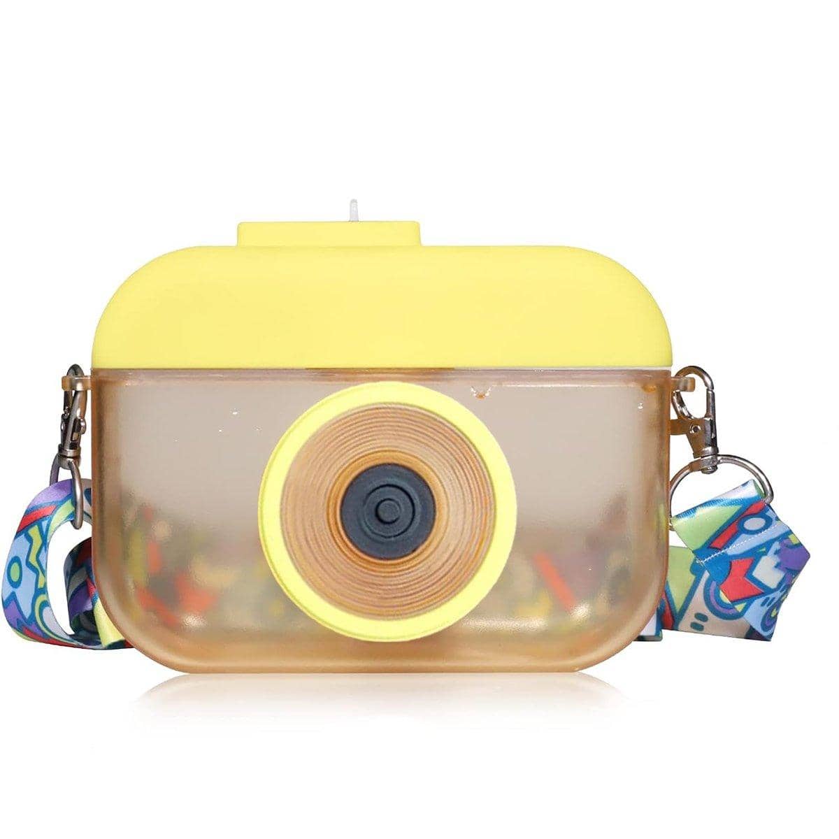 Camera Shaped Straw Cup with Strap, Leak-Proof 400 ml - Yellow - view 2