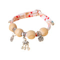 Camphor Wood Bead Pet Collar with Bell - Pink, Longevity Lock