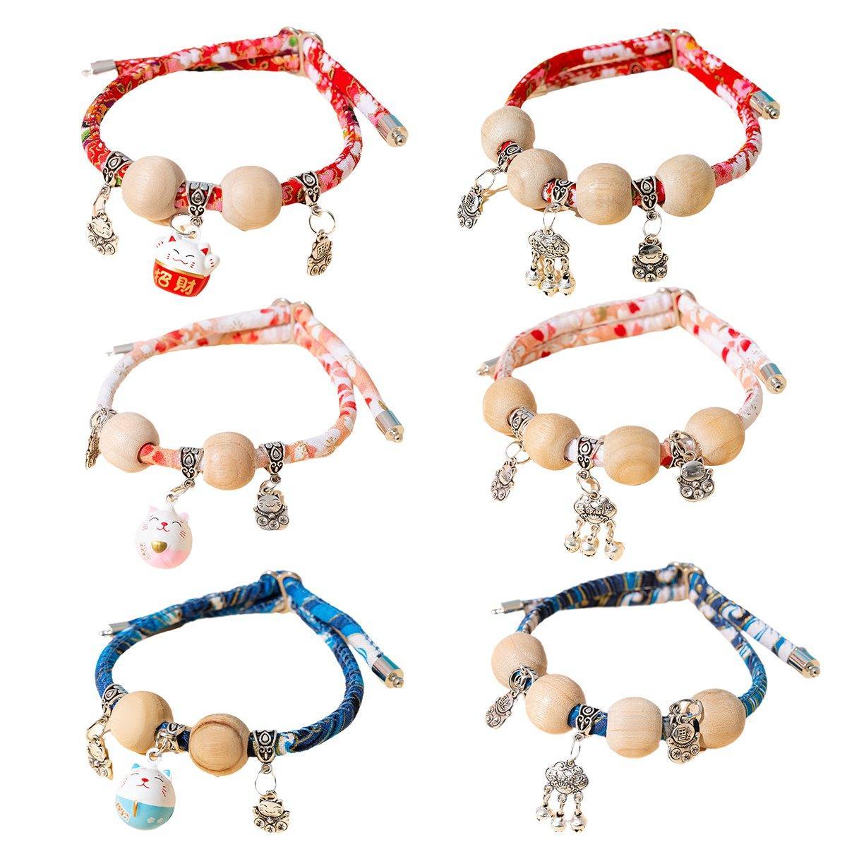 Camphor Wood Bead Pet Collar with Bell - Pink, Longevity Lock - view 3