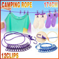 Camping Clothesline with 12 Clips Portable Travel Washing Line - Purple - view 2