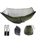 Camping Hammock with Mosquito Net and Pop up Setup for Travel - Army Green