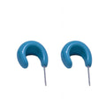 Candy Colour C Shape Stud Earrings, Minimalist Resin Jewellery - Blue