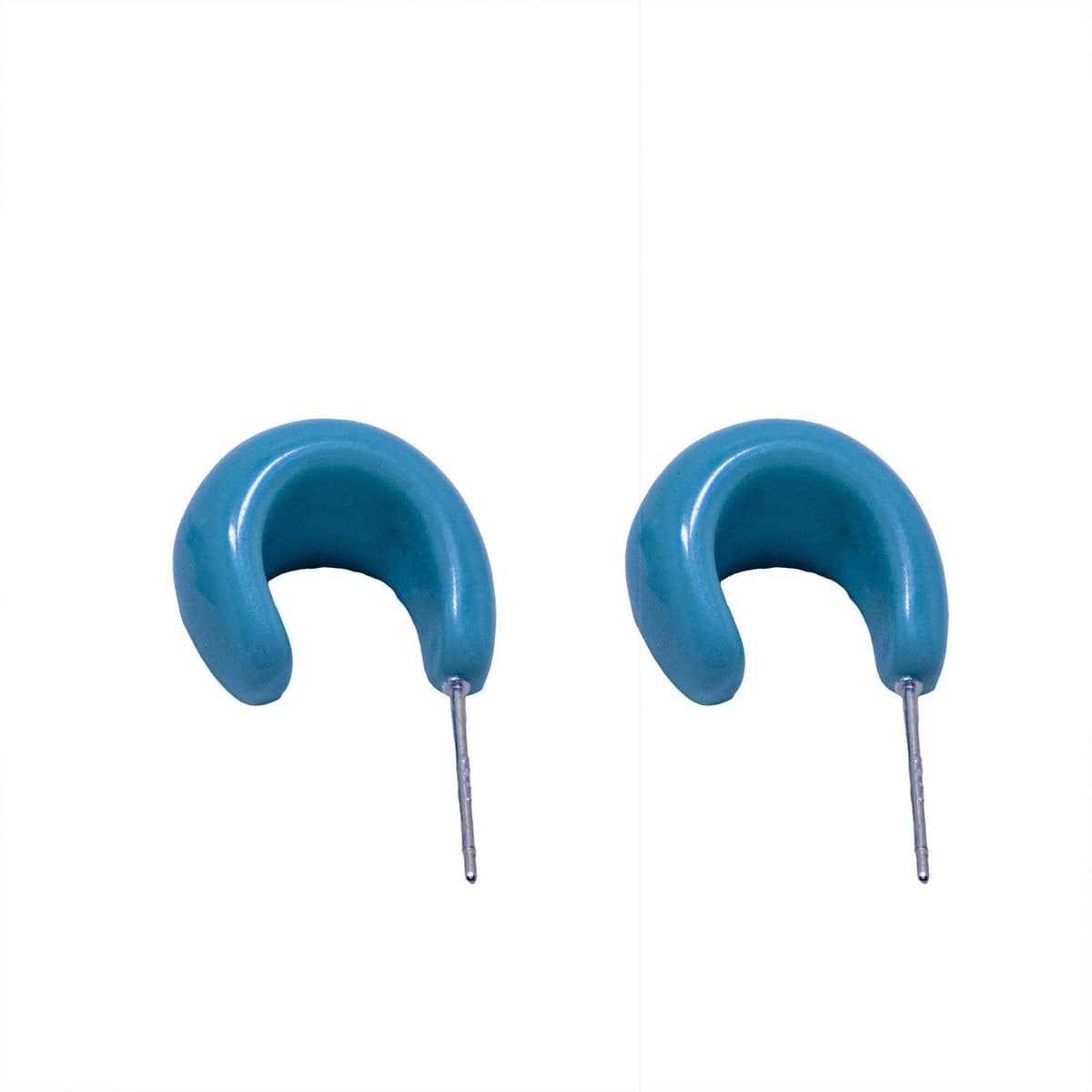 Candy Colour C Shape Stud Earrings, Minimalist Resin Jewellery - Blue
