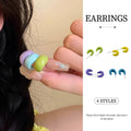 Candy Colour C Shape Stud Earrings, Minimalist Resin Jewellery - Blue - view 2