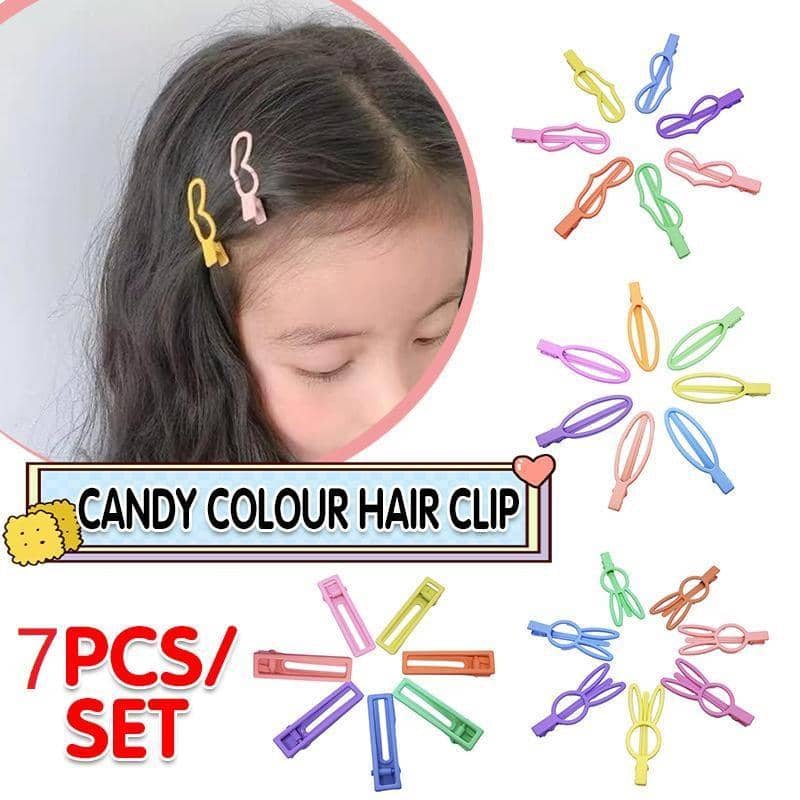 Candy Colour Hair Clips, Pack of 7 - Leaf Shape - view 2
