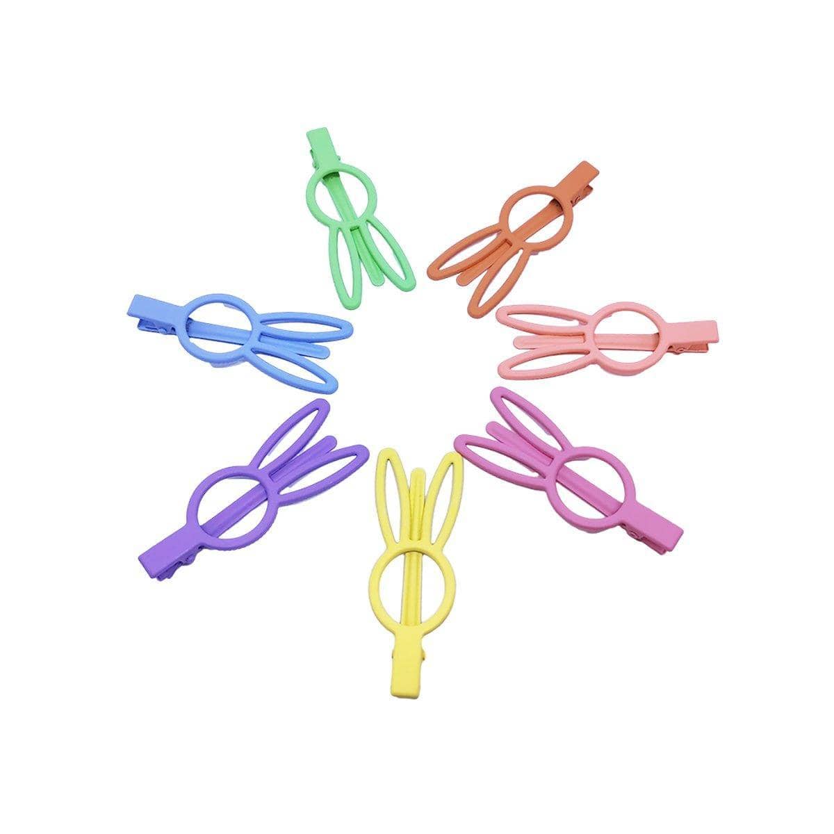 Candy Colour Hair Clips, Pack of 7 - Rabbit Ears