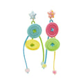 Candy Coloured Button Earrings with Long Tassels, Multicolour - view 2