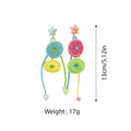 Candy Coloured Button Earrings with Long Tassels, Multicolour - view 4