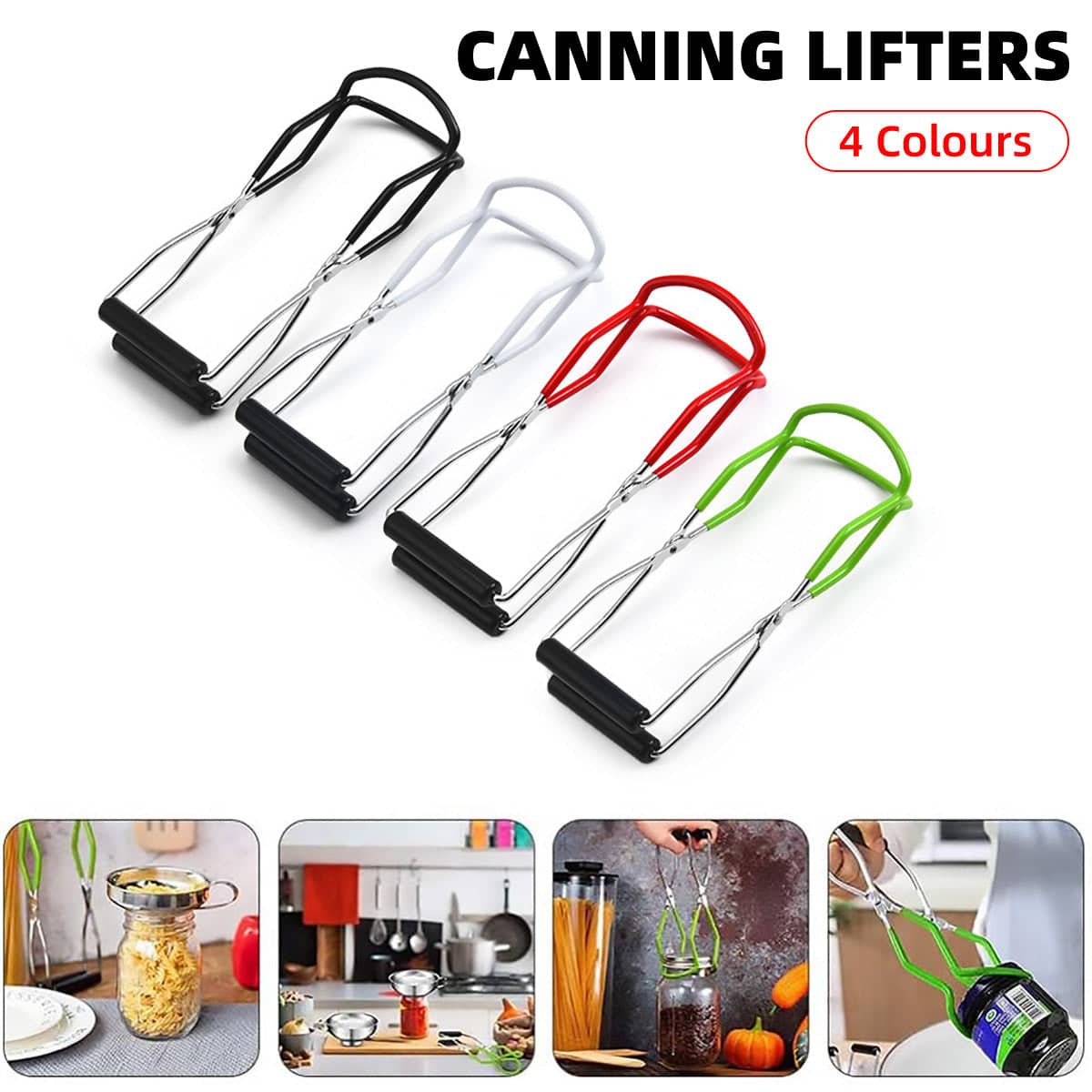 Canning Jar Lifter Tongs with Anti-Slip Head and PVC Handle - Green - view 2