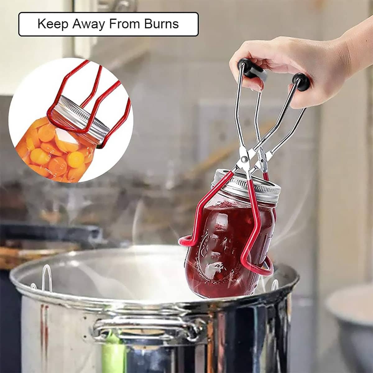 Canning Jar Lifter Tongs with Anti-Slip Head and PVC Handle - Green - view 5