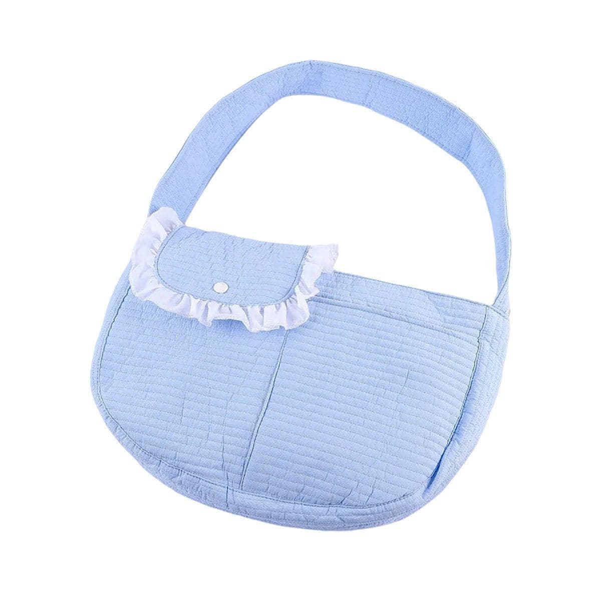Canvas Cat Carrier Crossbody Shoulder Bag - Light Blue, Large (43 x 29 x 11 cm)