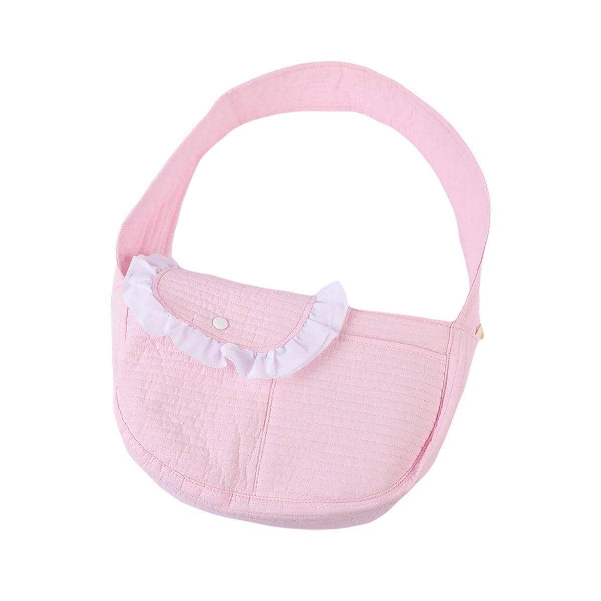 Canvas Cat Carrier Crossbody Shoulder Bag - Pink, Small (37 x 23 x 11 cm)