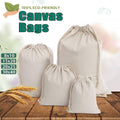Canvas Cotton Drawstring Bags, Pack of 10 - Beige, 8 x 10 cm - view 2