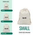 Canvas Cotton Drawstring Bags, Pack of 10 - Beige, 8 x 10 cm - view 4