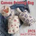 Canvas Cup Bags with Wrist Handle, Set of 2 - Red Cherry Print - view 2