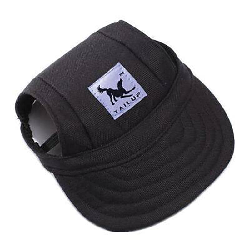 Canvas Dog Sun Hat with Ear Holes, Medium (31 cm Head) - Black