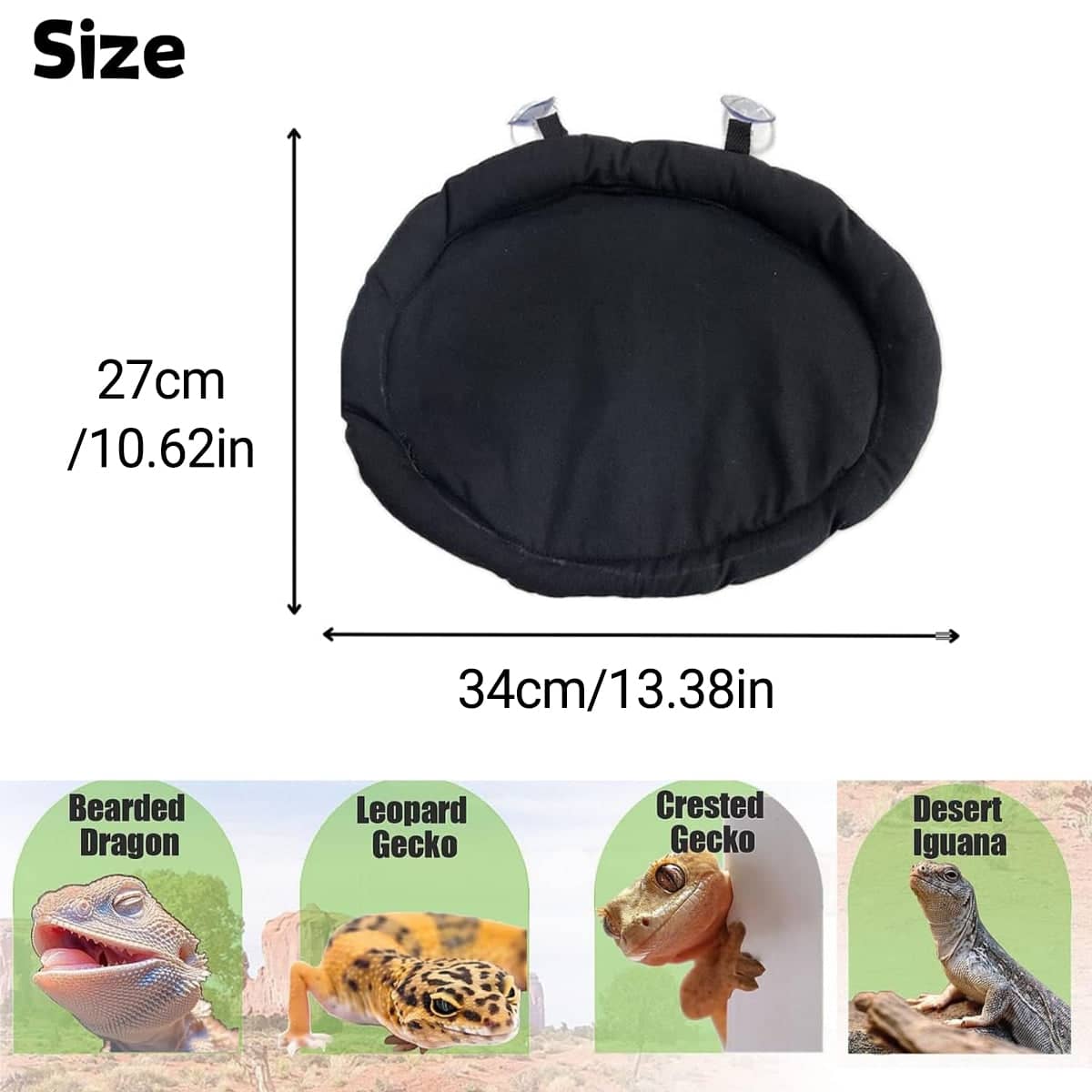 Canvas Reptile Sleeping Mat and Hammock Pet Bed with Suction Cups - view 3