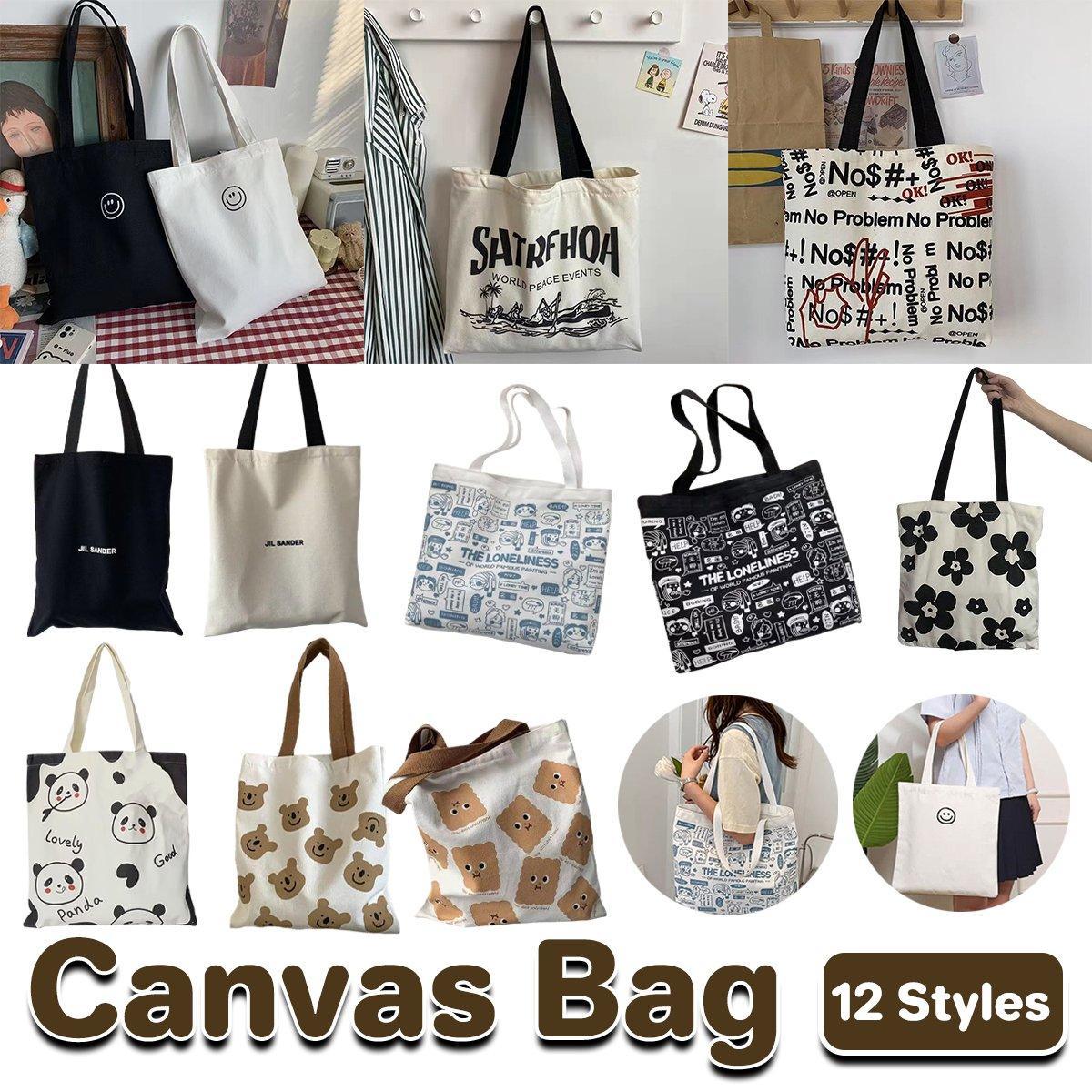 Canvas Shoulder Tote Bag for Women - No Problem Lettering with Red OK Hand Sign - view 2