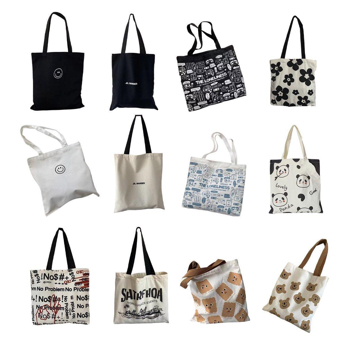 Canvas Shoulder Tote Bag for Women - No Problem Lettering with Red OK Hand Sign - view 3