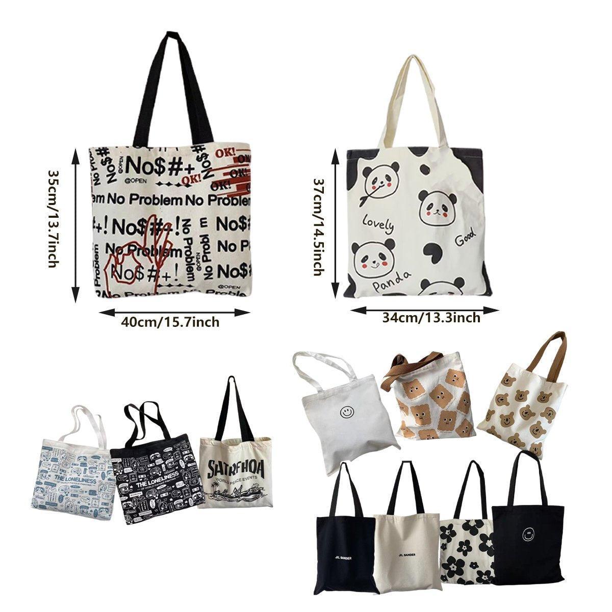 Canvas Shoulder Tote Bag for Women - No Problem Lettering with Red OK Hand Sign - view 4