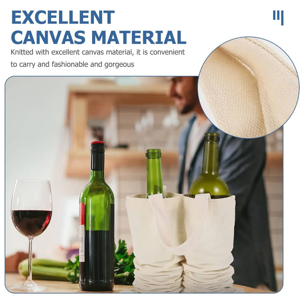 Canvas Wine Double Bottle Bags, Pack of 10 Gift Bags with Handles for Parties and Weddings - view 4