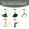 Cap Organiser Hanger 10 Clip Hat Rack for Door and Wardrobe - Khaki - view 5