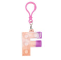 Capital Letter Pop It Keychain Fidget Toy for Backpack - Letter F, Peach and Purple