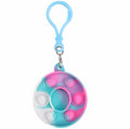 Capital Letter Pop It Keychain Fidget Toy for Backpack - Letter O, Teal, Pink and White