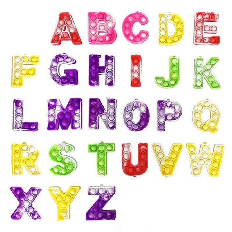 Capital Letter Pop It Keychain Fidget Toy for Backpack - Letter Q, Orange and White - view 3