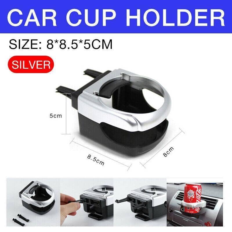 Car Air Vent Cup Holder Drink Tray - Silver