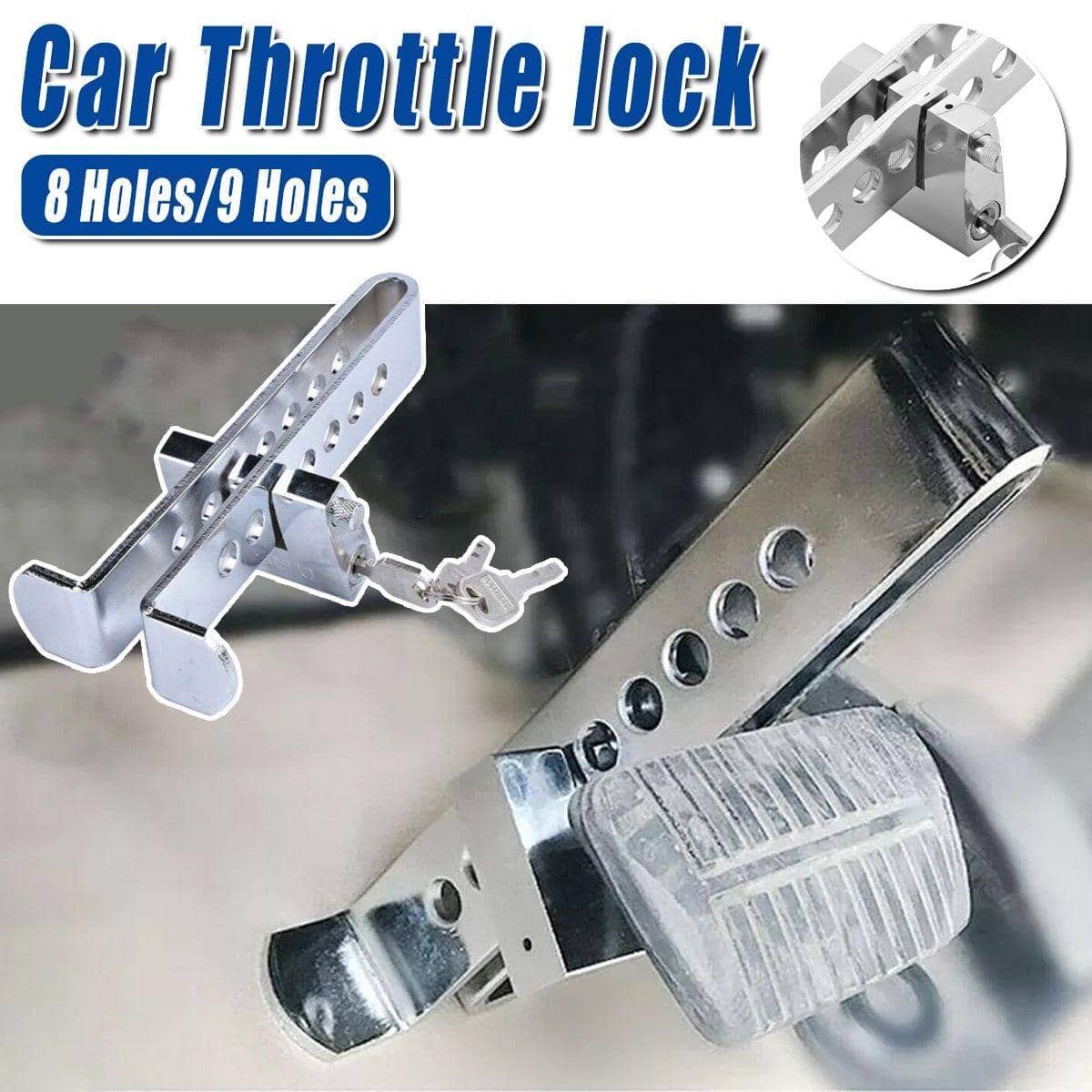 Car Anti-Theft Pedal Lock for Clutch, Brake and Throttle - 9 Holes - view 2
