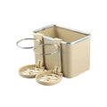 Car Armrest Storage Box with Tissue Holder and Dual Cup Rack - Beige