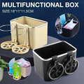 Car Armrest Storage Box with Tissue Holder and Dual Cup Rack - Beige - view 2